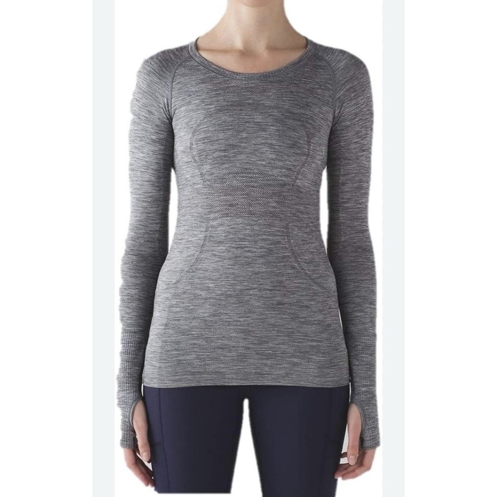 Lululemon Run Swiftly Tech Long Sleeve Gray Size 4 Stretch Thumbholes Sporty